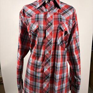 Wrangler | Vintage - Womens Button Down Shirt | L | Pearl Snap Buttons